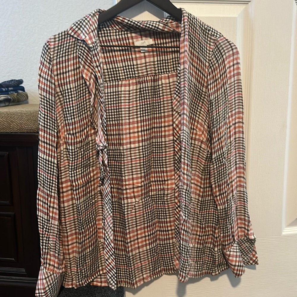 JJIll XS Plaid Long Sleeve Top